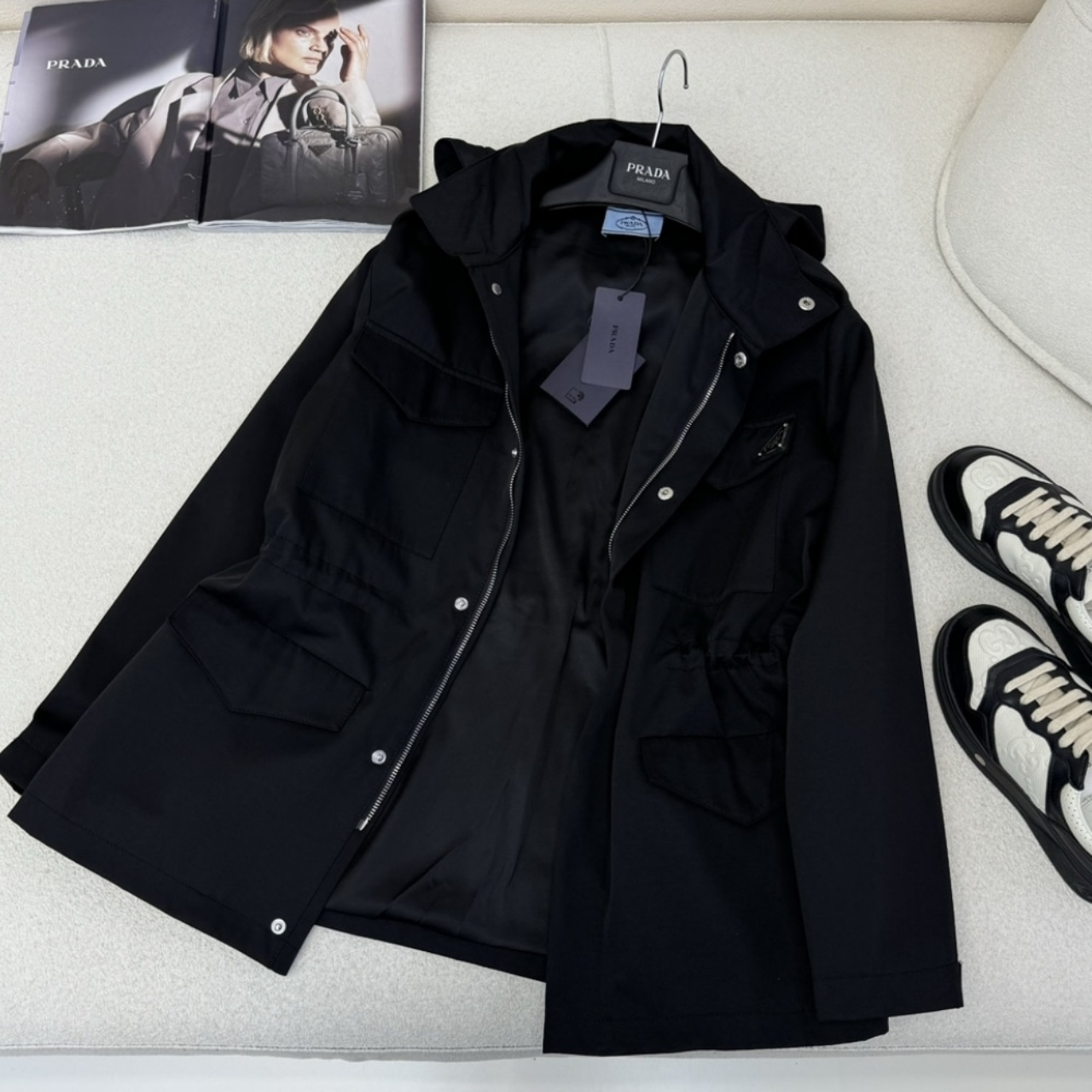 Prada Hooded Windbreaker Black - Image 4