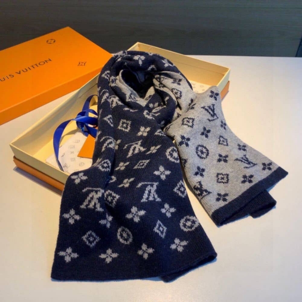 Louis Vuitton Cachecol Monogram Denim Scarf Dark Grey 200Cm - Image 6