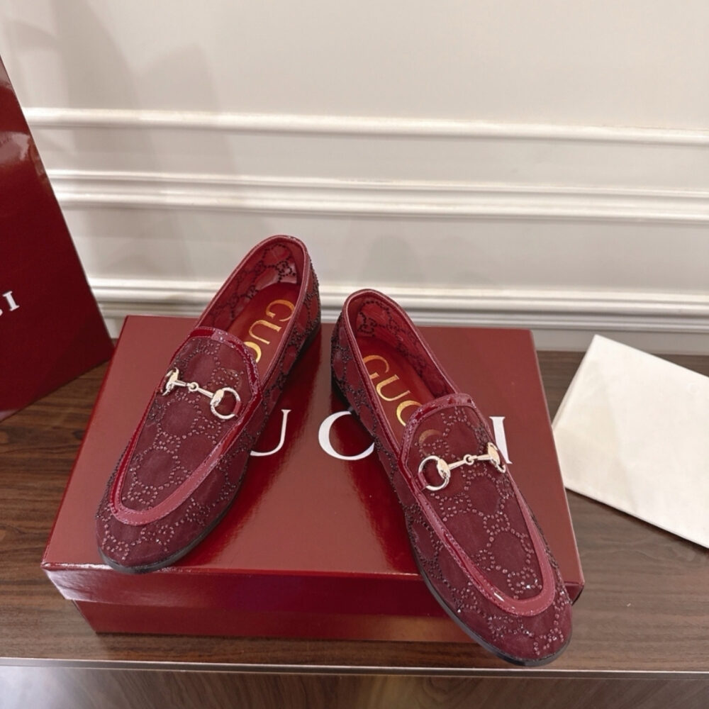 Gucci Women GG Crystal Jordaan Loafer Red 835483 FAEQ0 6255 - Image 4