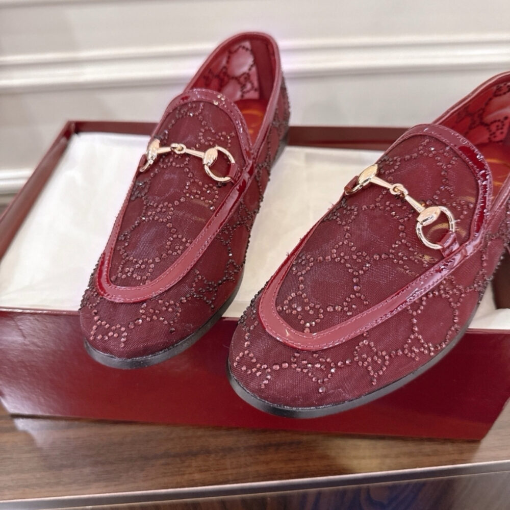 Gucci Women GG Crystal Jordaan Loafer Red 835483 FAEQ0 6255 - Image 8