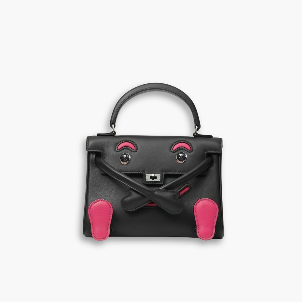 Hermes Kelly Doll Horseshoe Quelle Idole Black Pink 17Cm