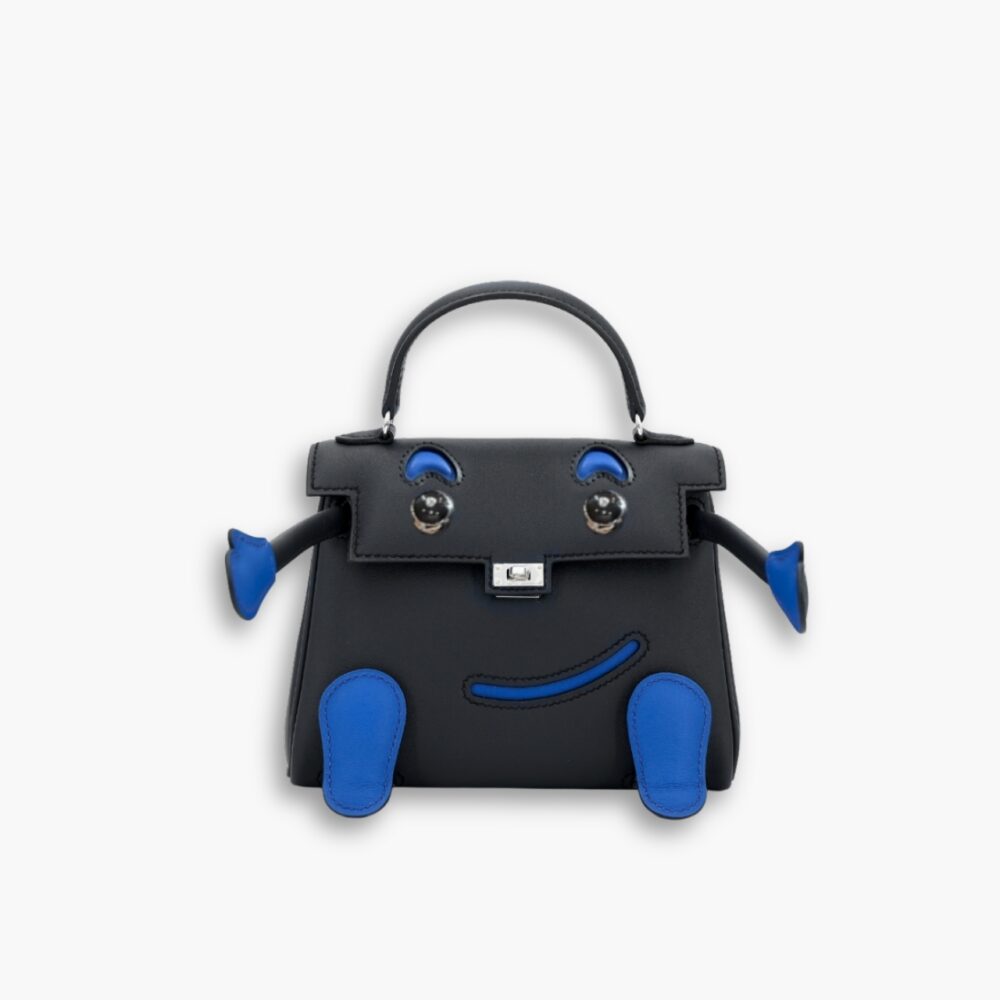 Hermes Kelly Doll Horseshoe Quelle Idole Black Bleu 17Cm
