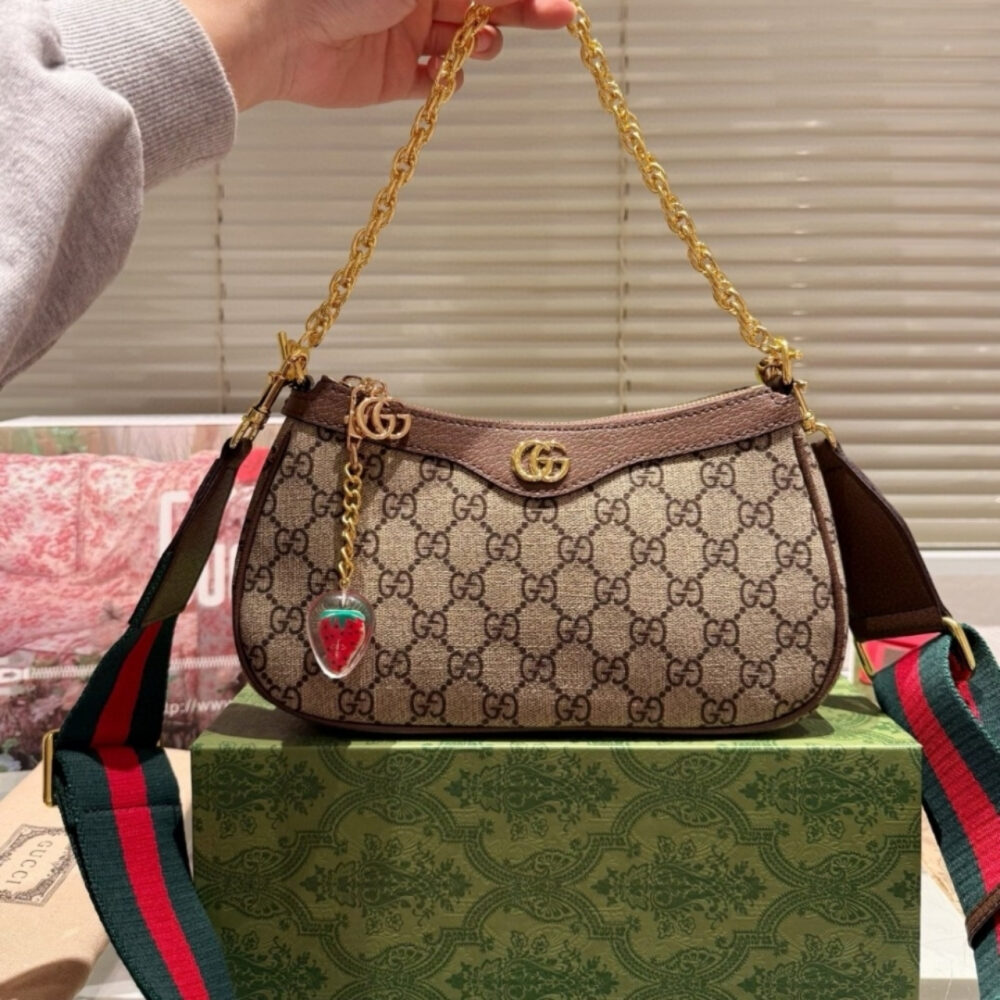 Gucci Ophidia Small Shoulder Bag Beige And Dark Brown 25Cm 735132 FABLE 9442 - Image 2