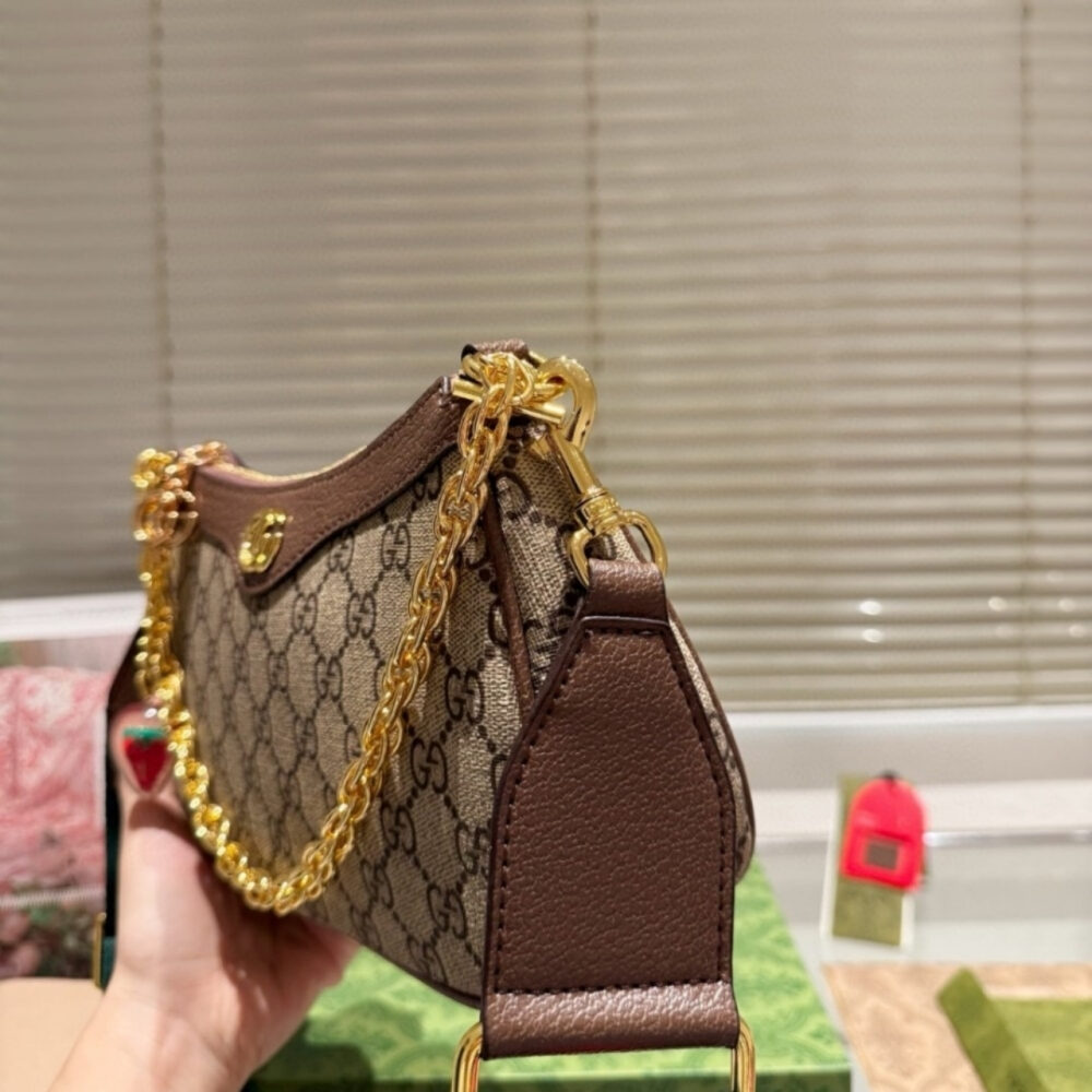 Gucci Ophidia Small Shoulder Bag Beige And Dark Brown 25Cm 735132 FABLE 9442 - Image 3