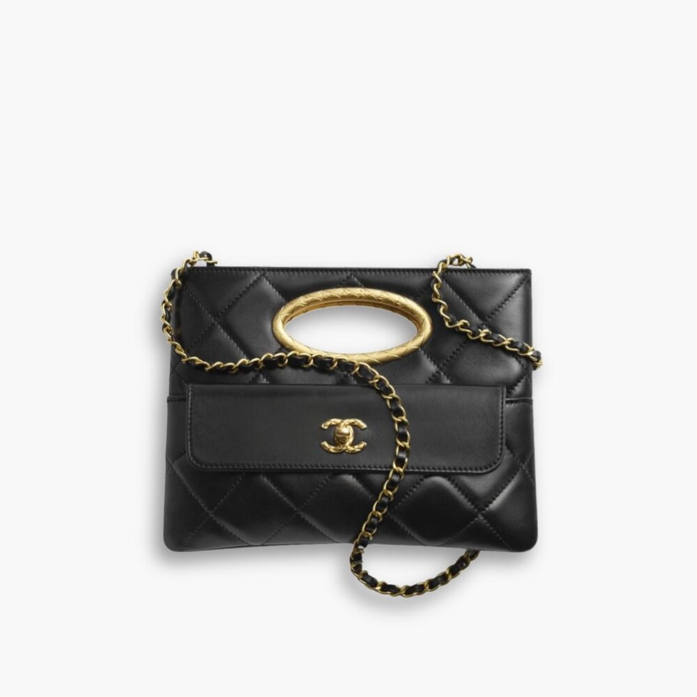 Chanel Clutch And Gold Plated Metal Black 25Cm AS5038 B17663 94305