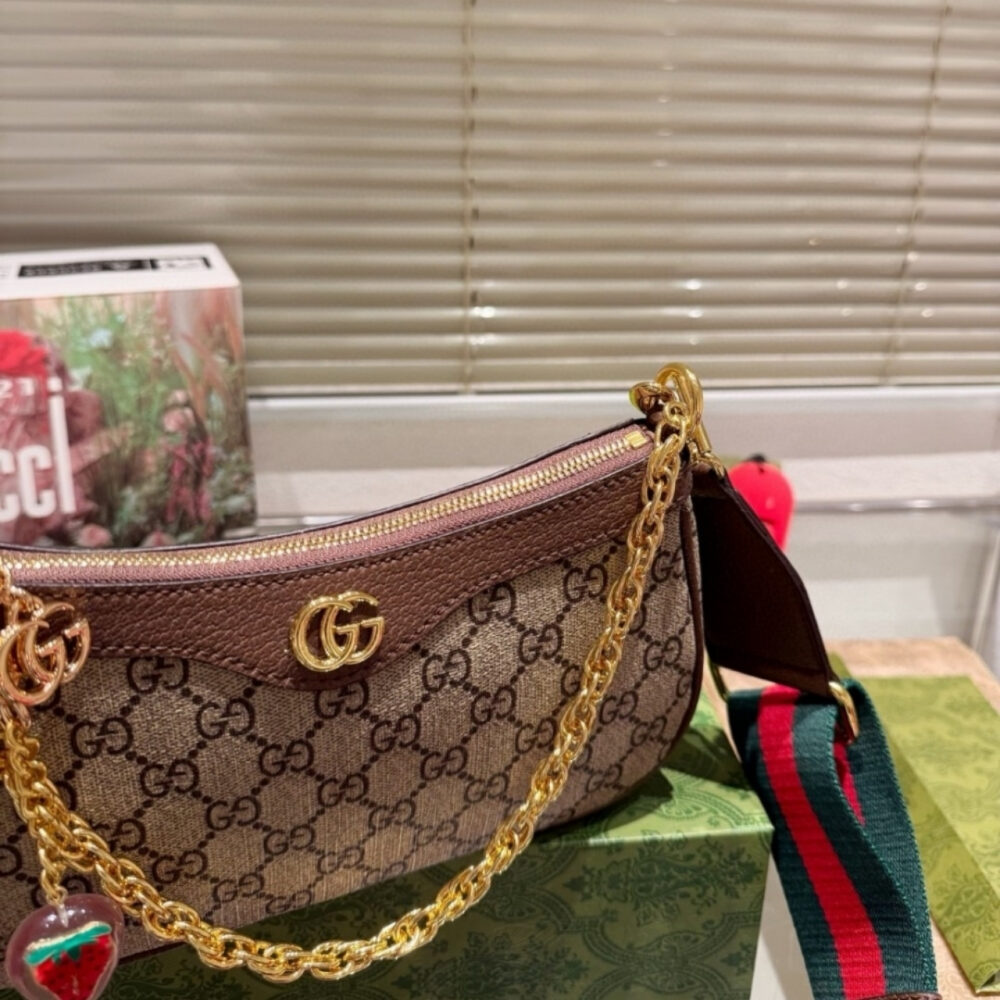 Gucci Ophidia Small Shoulder Bag Beige And Dark Brown 25Cm 735132 FABLE 9442 - Image 5