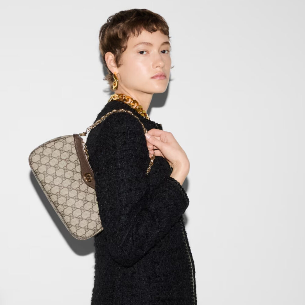 Gucci Ophidia Small Shoulder Bag Beige And Dark Brown 25Cm 735132 FABLE 9442 - Image 6