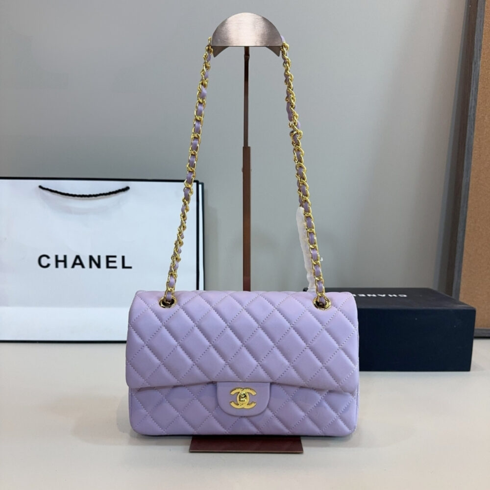 Chanel Medium Classic Double Flap Purple Gold Hardware 25Cm - Image 2