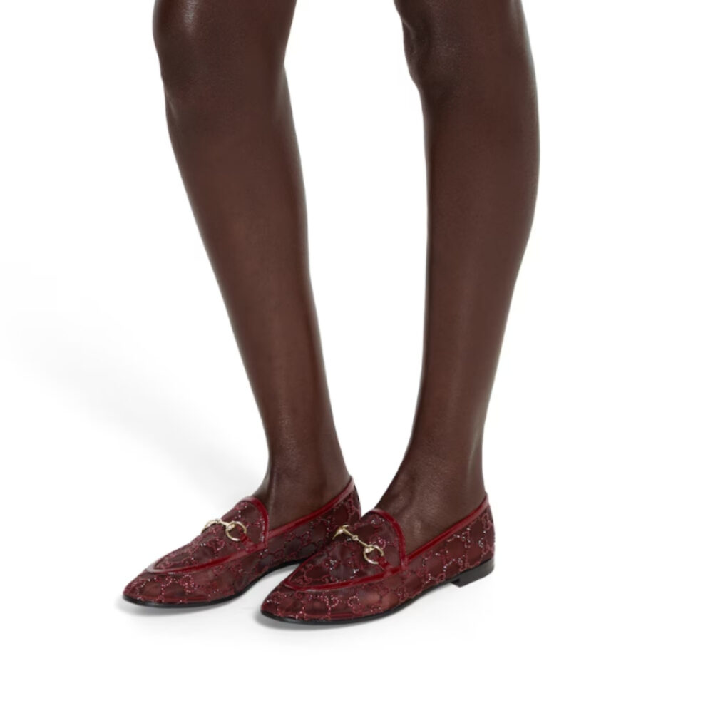 Gucci Women GG Crystal Jordaan Loafer Red 835483 FAEQ0 6255 - Image 9