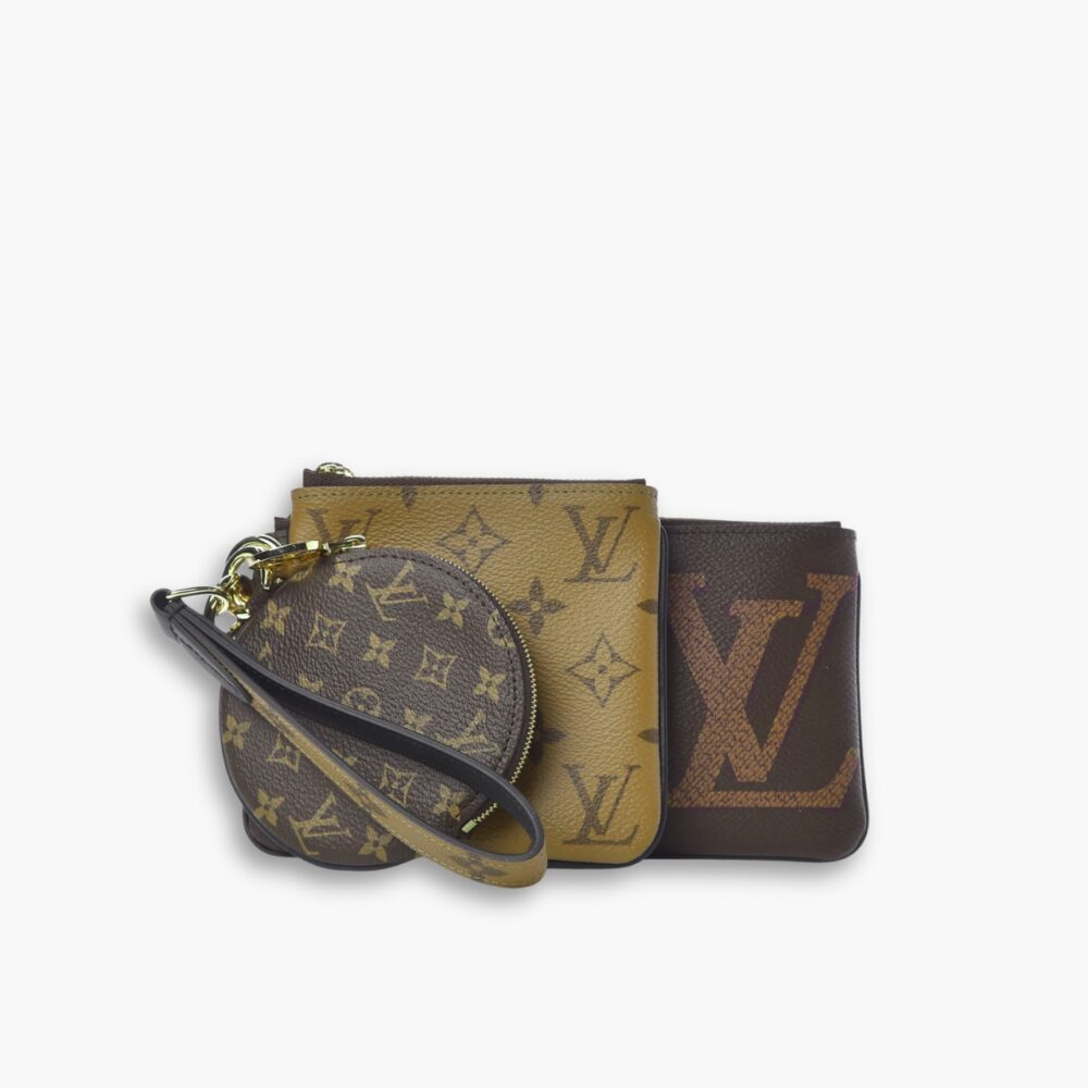 Louis Vuitton Reverse Monogram Giant Trio Pouch Brown 19Cm