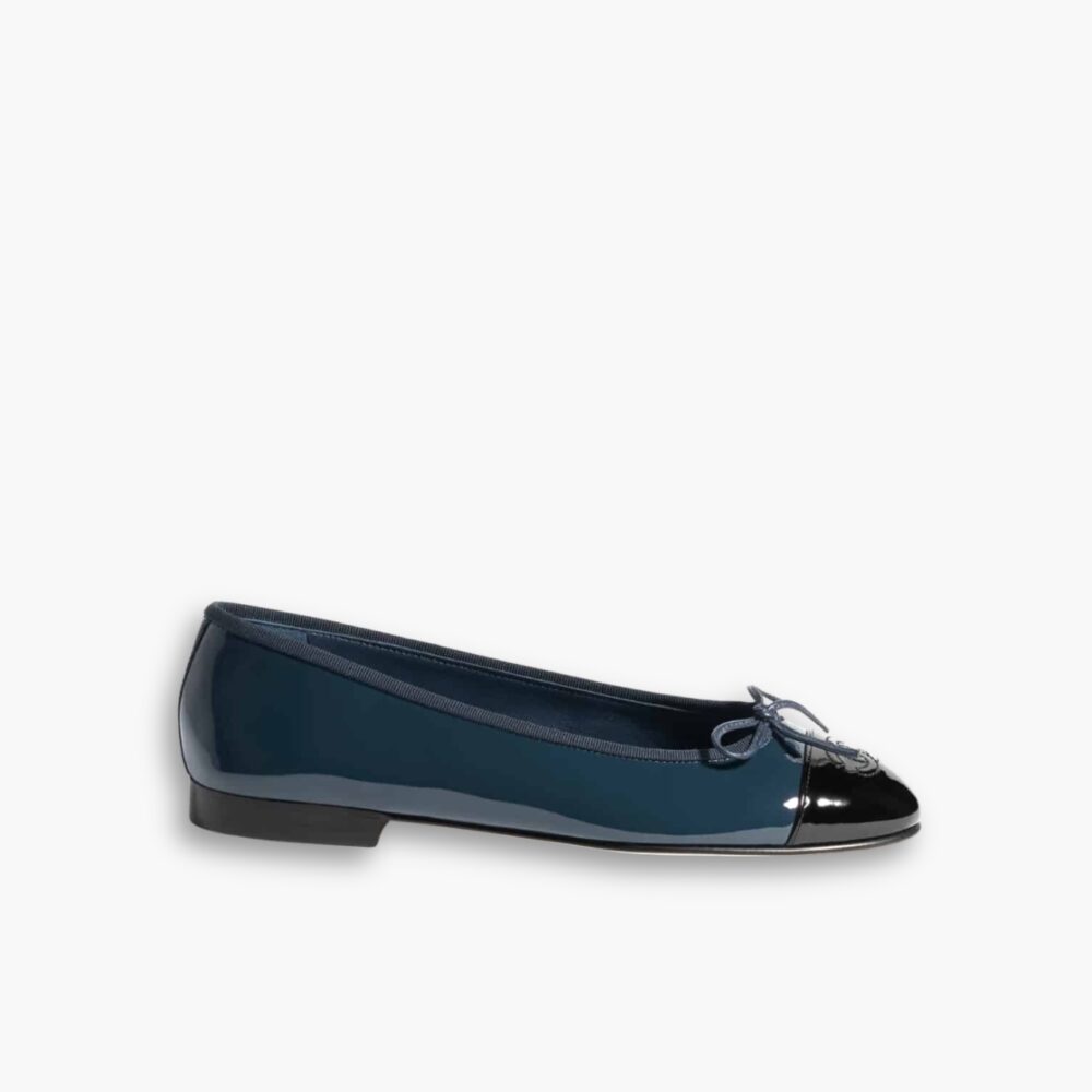 Chanel Ballet Flats Navy Blue G02819 B19028 NACIS