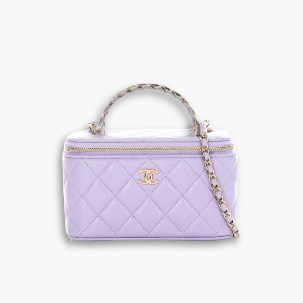 Chanel Matelasse Vanity Purple Gold Hardware 18Cm