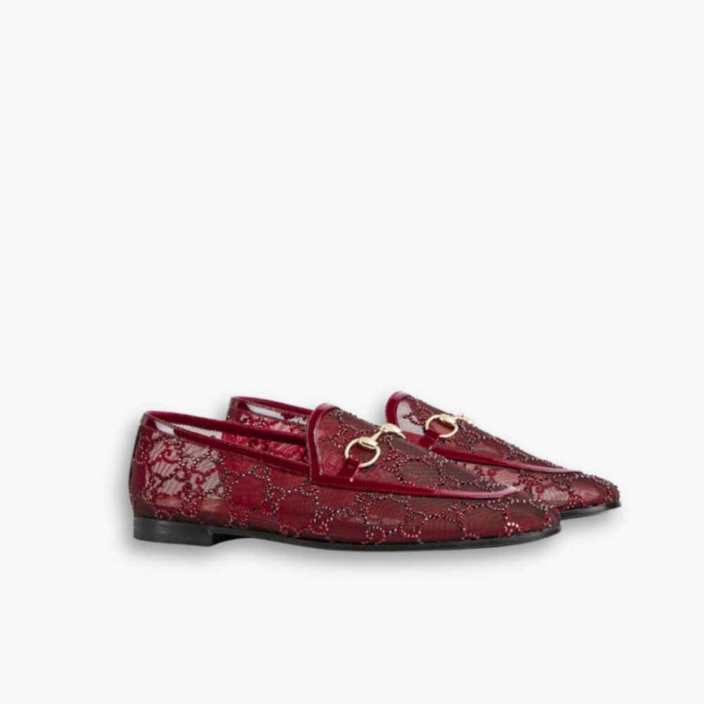 Gucci Women GG Crystal Jordaan Loafer Red 835483 FAEQ0 6255
