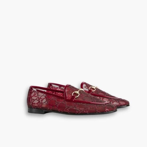 Gucci Women GG Crystal Jordaan Loafer Red 835483 FAEQ0 6255