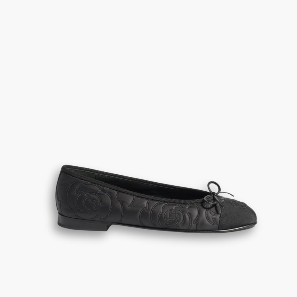 Chanel Ballet Flats Embroidered Fabric And Grosgrain Black G02819 B21026 94305