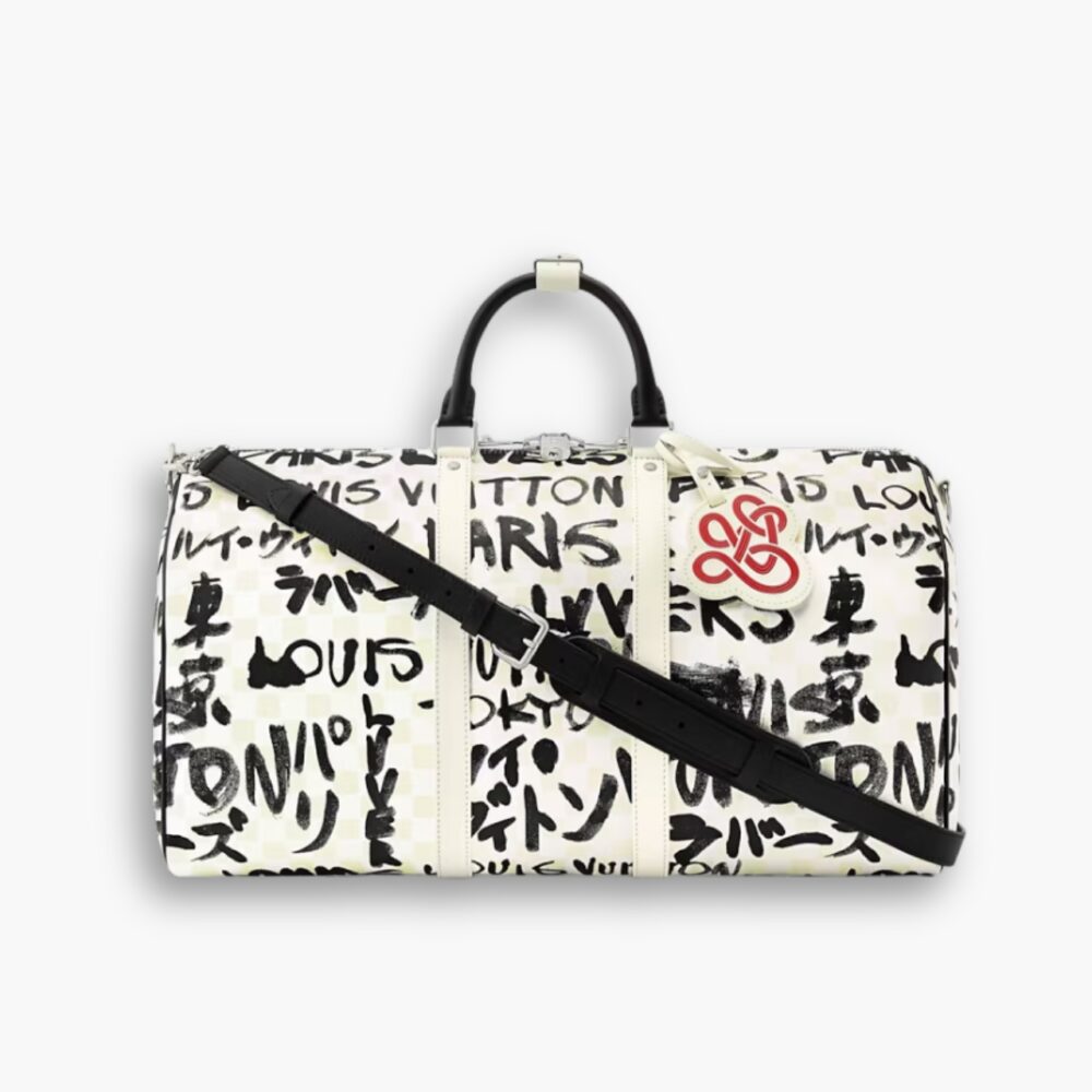 Louis Vuitton Keepall Bandoulière 50 Black And White 50Cm N40804