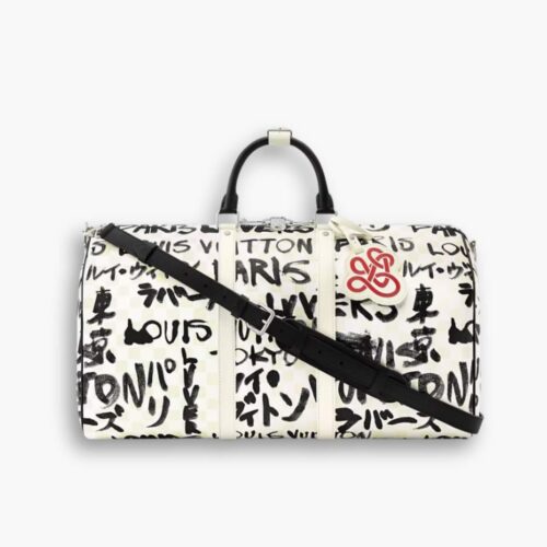 Louis Vuitton Keepall Bandoulière 50 Black And White 50Cm N40804