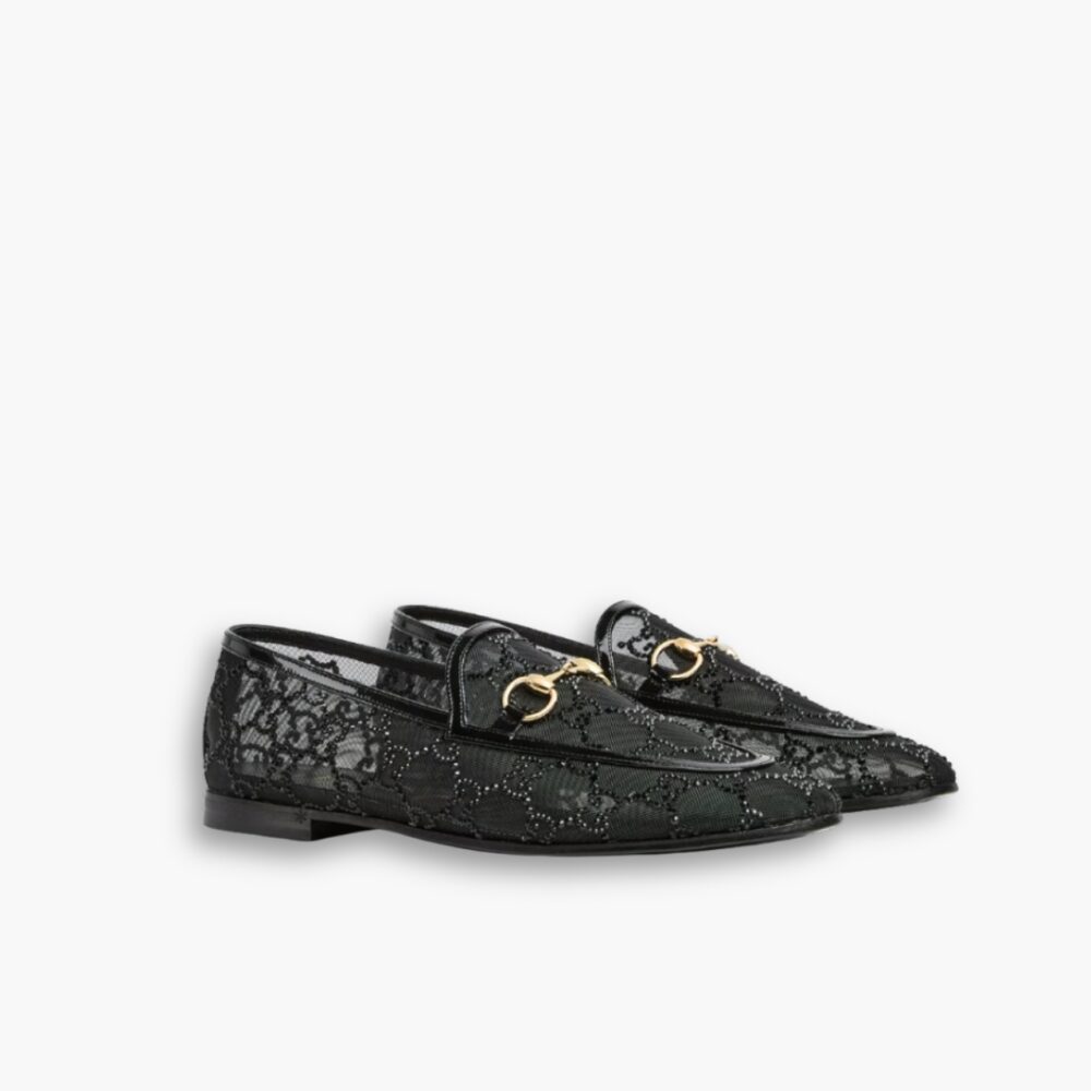 Gucci Women GG Crystal Jordaan Loafer Black 835483 FAEQ0 1046