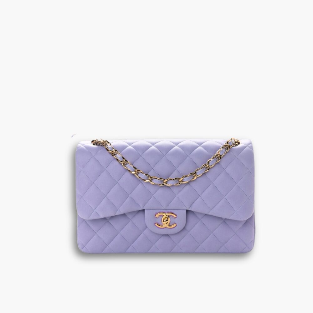Chanel Medium Classic Double Flap Purple Gold Hardware 25Cm