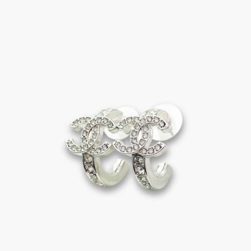 Chanel Crystal CC Hoop Earrings