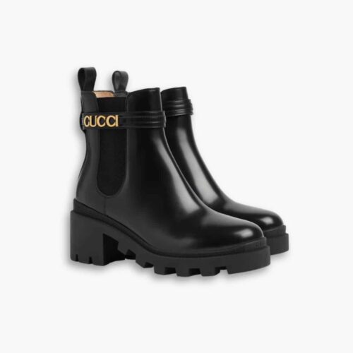 Gucci Mid Heel Boot With Logo Black 734909 AABK6 1000