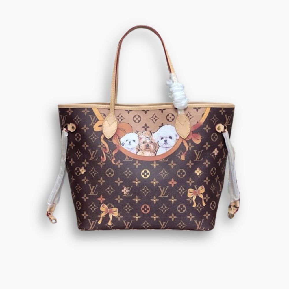 Louis Vuitton Neverfull MM Tote Monogram Canvas With Puppies 31Cm