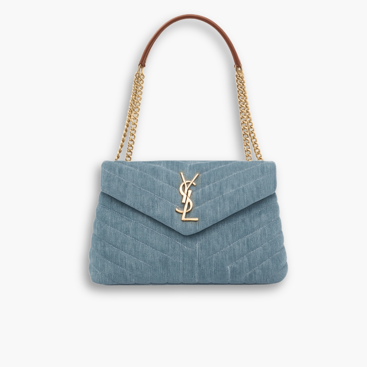 Saint Laurent Loulou Small Chain Bag In Quilted Y Denim Blue 25Cm