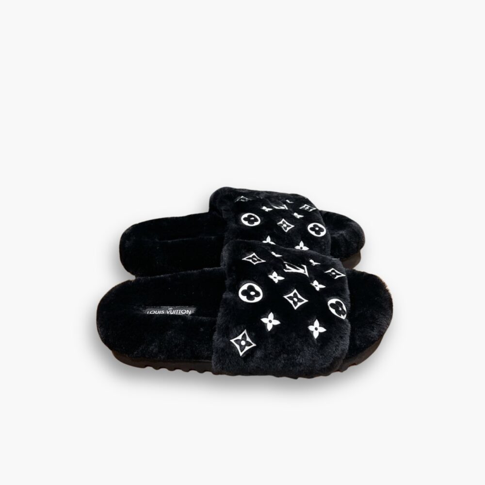 Louis Vuitton Shearling Slippers Black