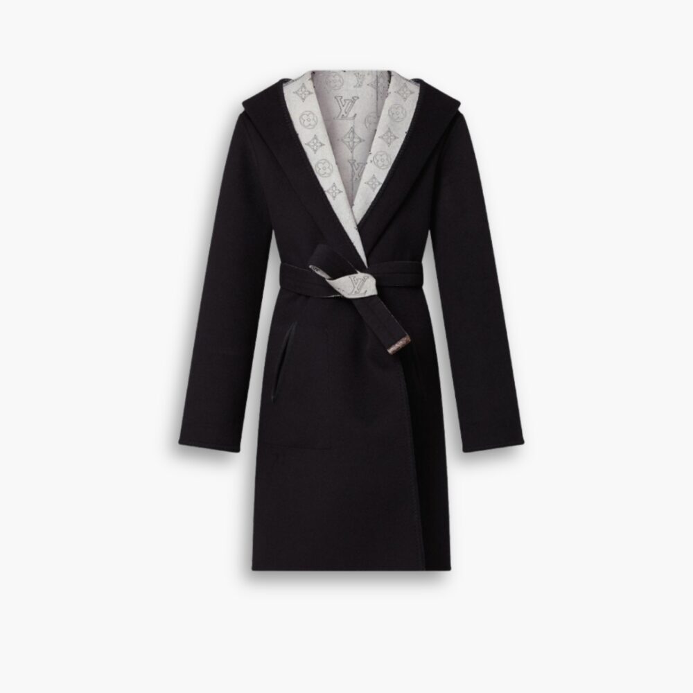 Louis Vuitton Reversible Mahina Monogram Wrap Coat Black
