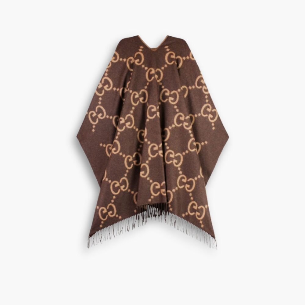 Gucci Cashmere Poncho Brown 120Cm