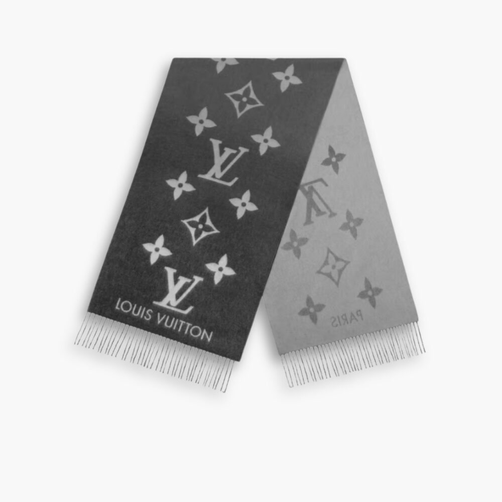 Louis Vuitton Reykjavik Gradient Scarf Black Grey 180Cm M76336