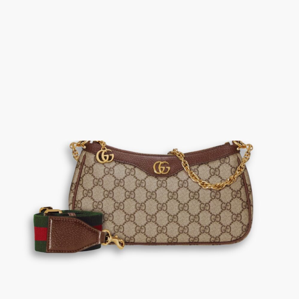 Gucci Ophidia Small Shoulder Bag Beige And Dark Brown 25Cm 735132 FABLE 9442