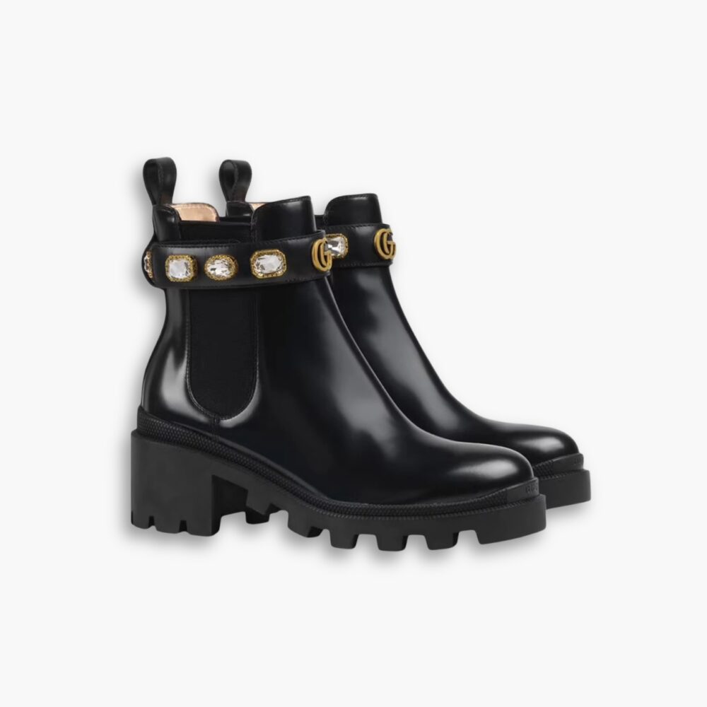 Gucci Women Ankle Boots With Strap Black 550036 DKS00 1000