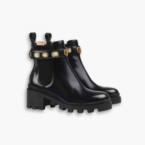 Gucci Women Ankle Boots With Strap Black 550036 DKS00 1000