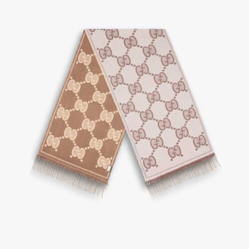 Gucci GG Wool Jacquard Scarf Brown 180Cm