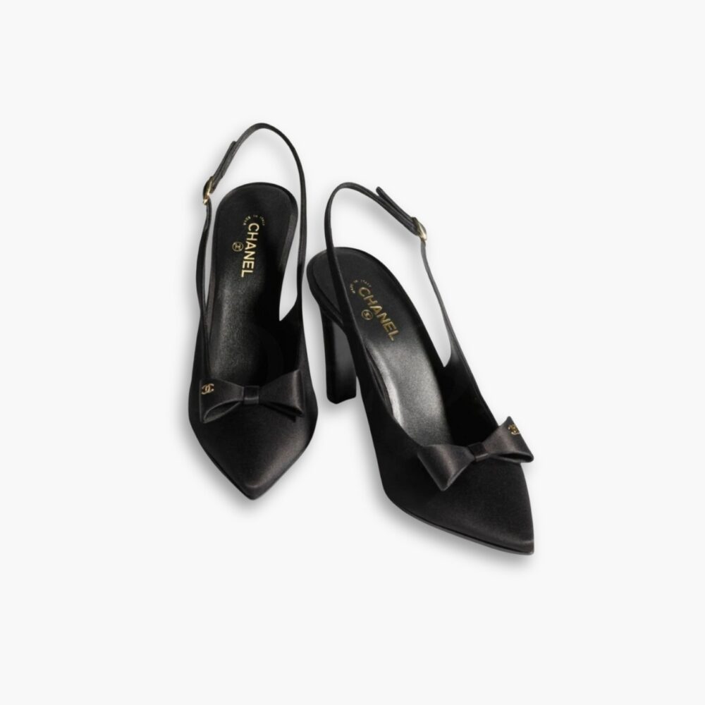 Chanel Slingback Satin Fabric Black G46547 B20974 94305