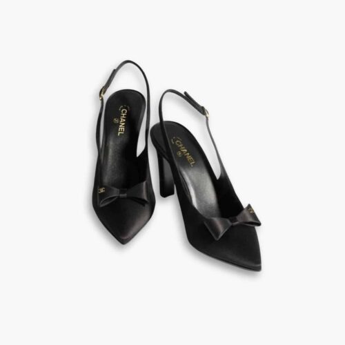 Chanel Slingback Satin Fabric Black G46547 B20974 94305