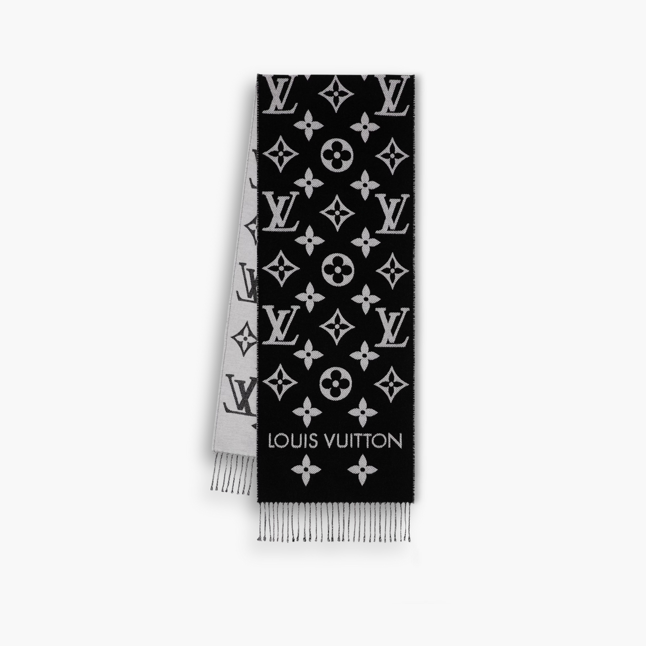 Louis Vuitton LV Monogram Essential Scarf Encre Black 186Cm M77853