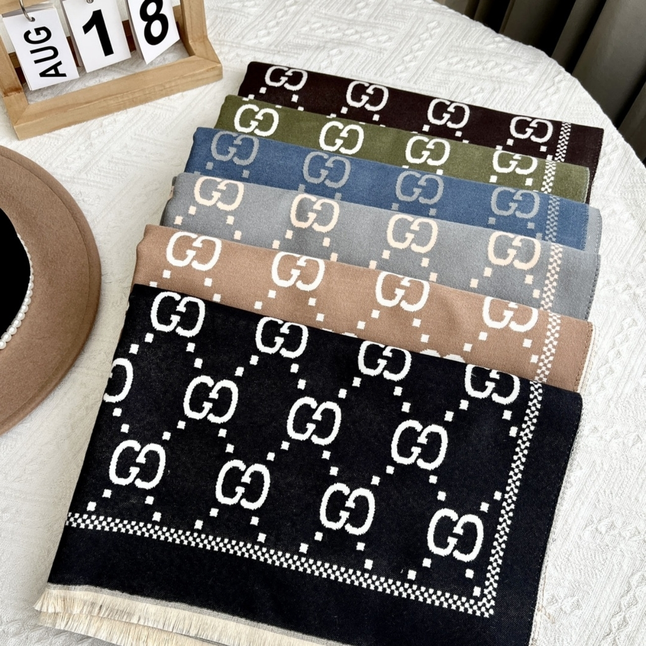 Gucci GG Jacquard Knitted Scarf Black 180Cm - Image 3