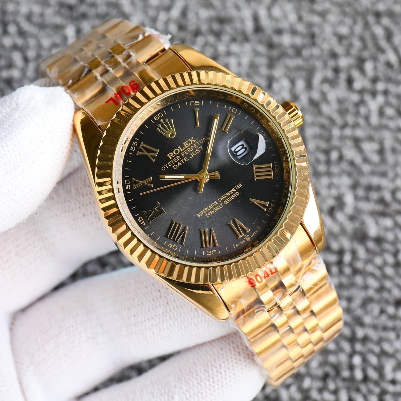 Rolex Datejust Roman Numeral Dial Gold In Black 41mm - Image 2