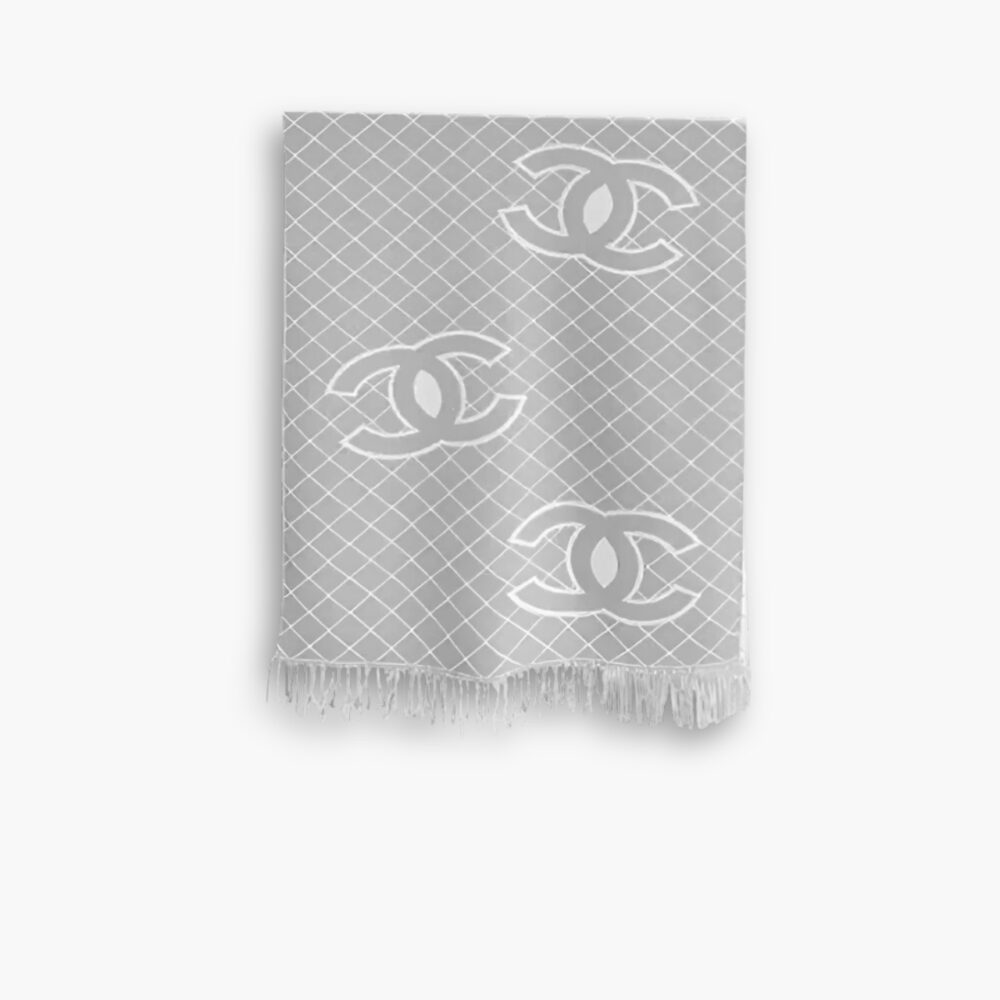 Chanel Cashmere Shearling Scarf Grey