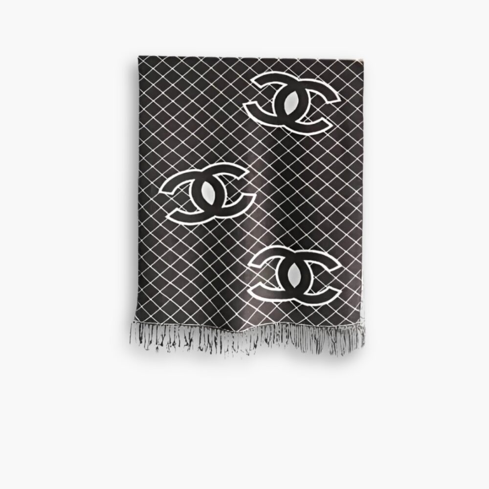 Chanel Cashmere Shearling Scarf Black