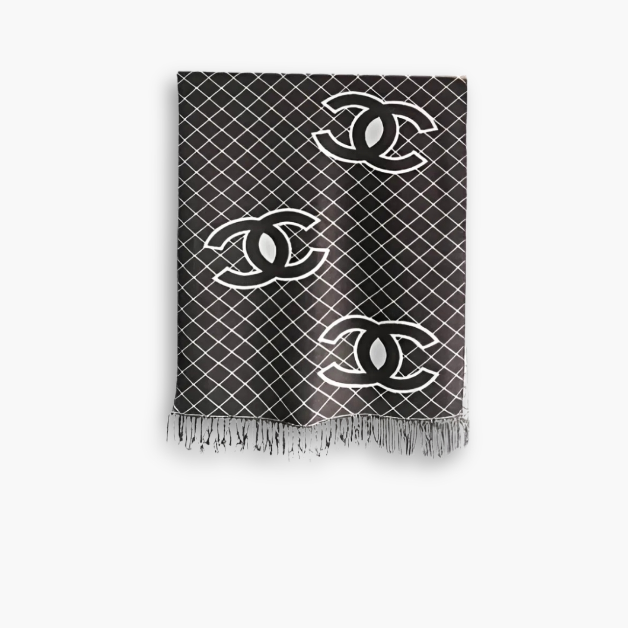 Chanel Cashmere Shearling Scarf Black