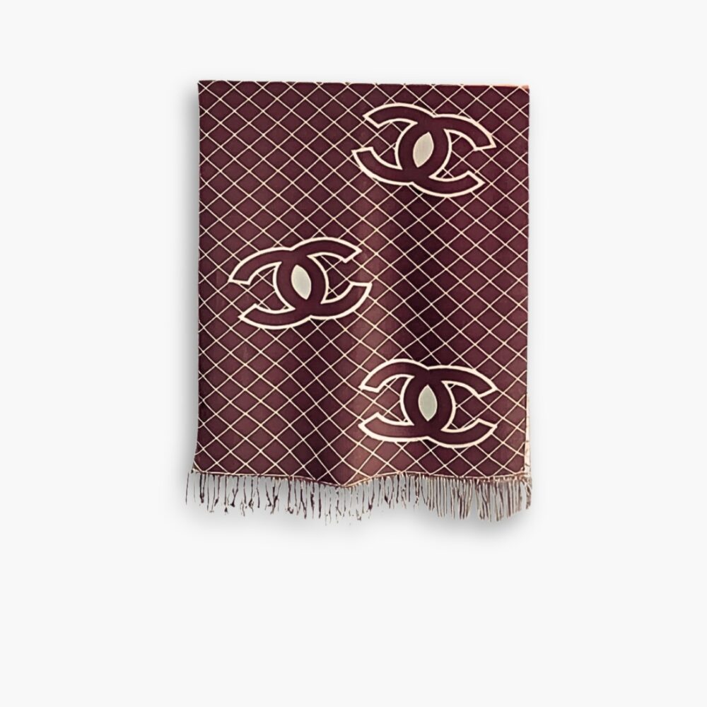 Chanel Cashmere Shearling Scarf Brown