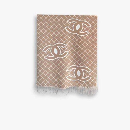 Chanel Cashmere Shearling Scarf Beige
