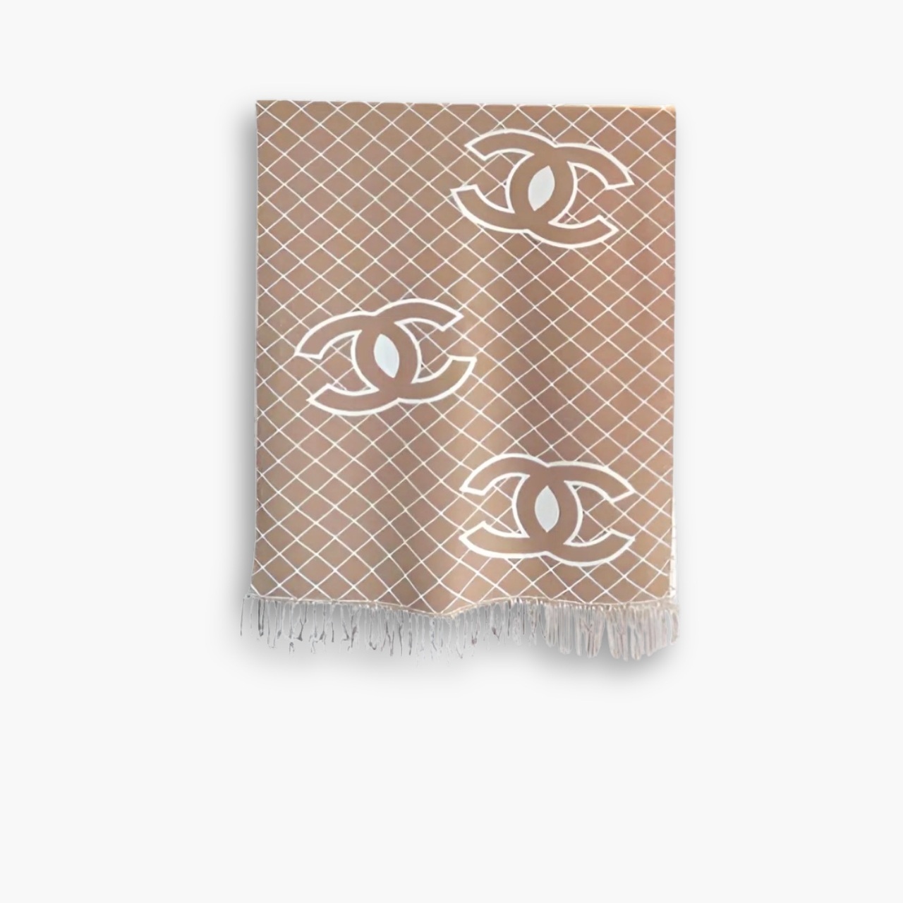 Chanel Cashmere Shearling Scarf Beige