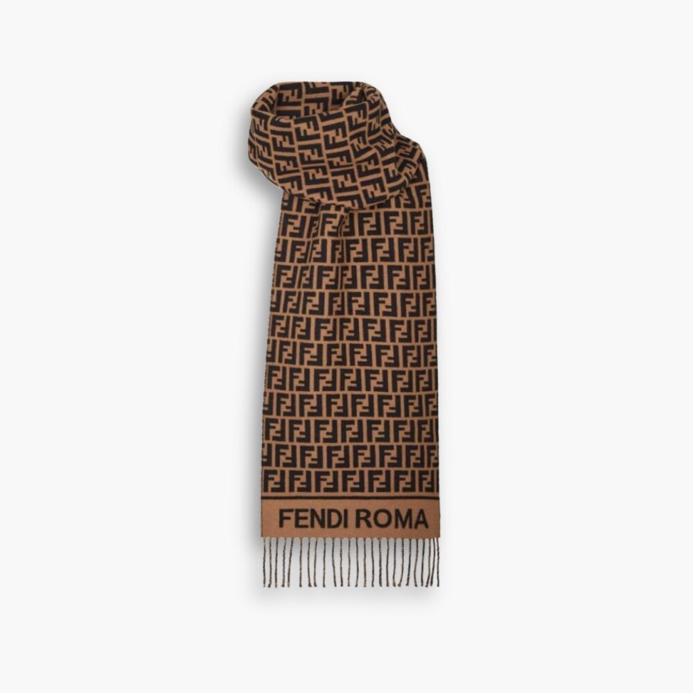 Fendi FF Scarf Wool And Cashmere Brown 190Cm FXT113AQCWF0QE1