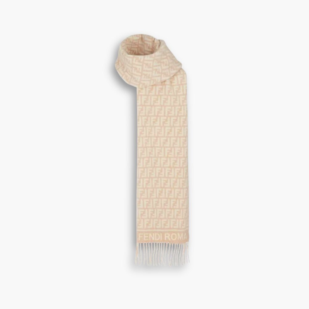 Fendi FF Scarf Wool And Cashmere Beige 190Cm FXT113AQCWF0QB9
