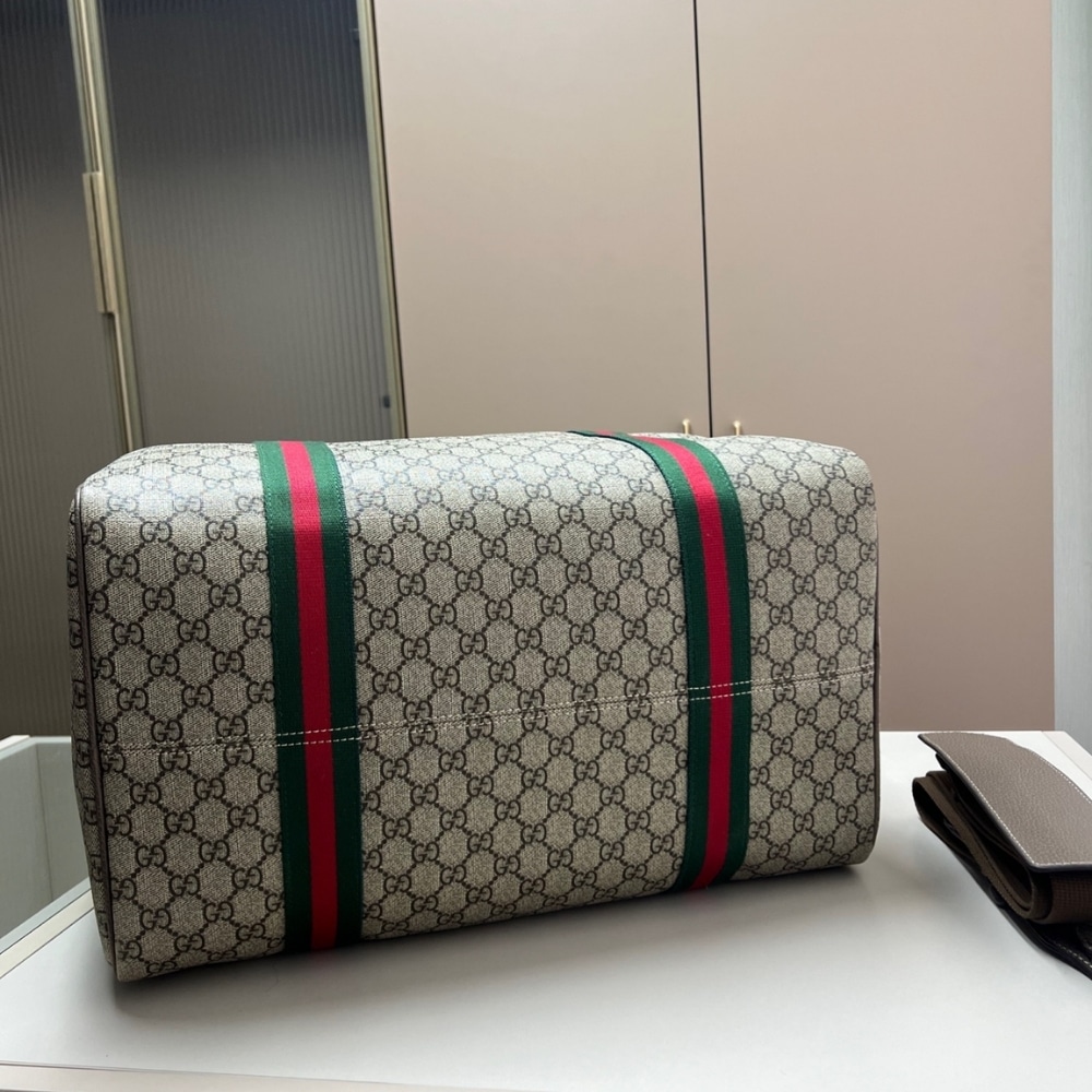 Gucci Large Duffle Bag With Web Beige Ebony 45Cm 758664 FACK7 9768 - Image 6