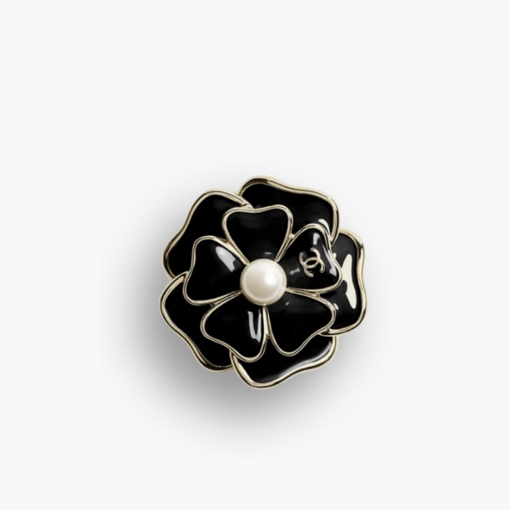Chanel Flower Brooch Black And Pearly White ABG238 B21624 U3367